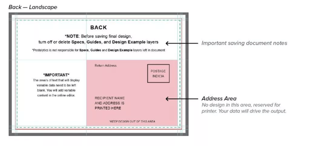 Build Direct Mail Postcards Offline - Postcard Back Format - Landscape