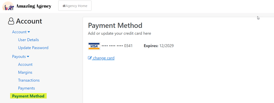 client payment method - postalytics agency edition