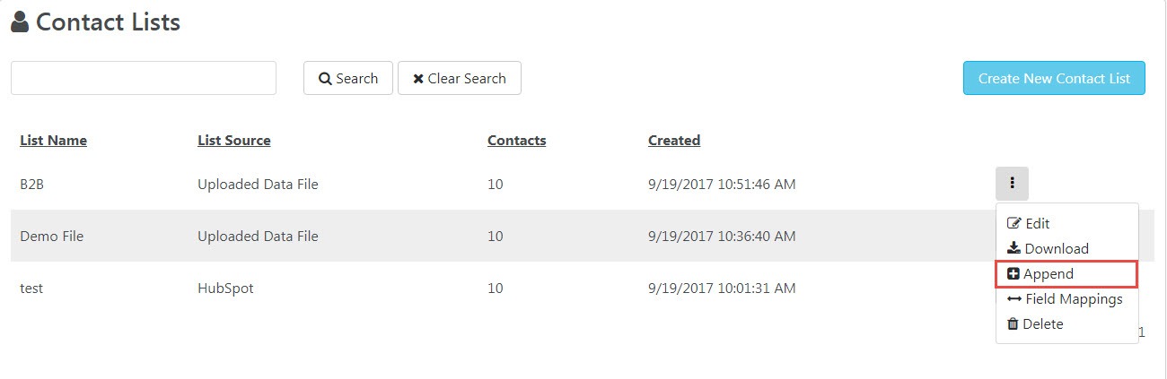Append a direct mail list - choose your list