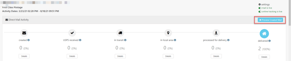 Campaign Dashboard Preview Created Mail