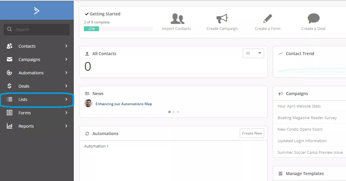 Zapier Active Campaign direct mail integration - choose lists