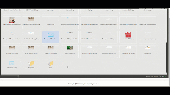 Drag and drop files into folder Postalytics