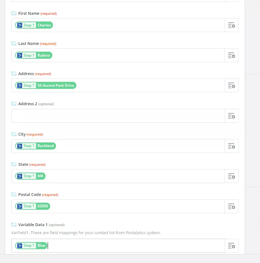 map the postalytics action