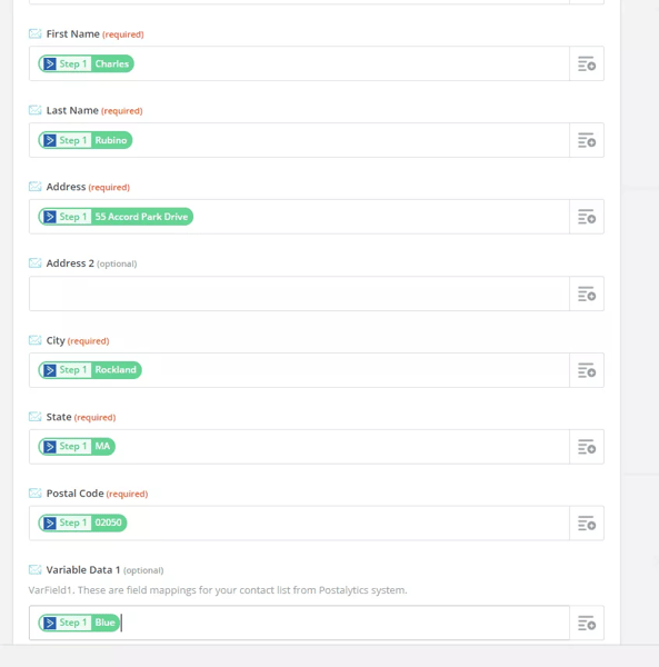 map the postalytics action