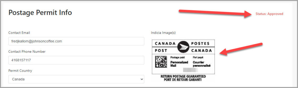 Canada Post permit approved