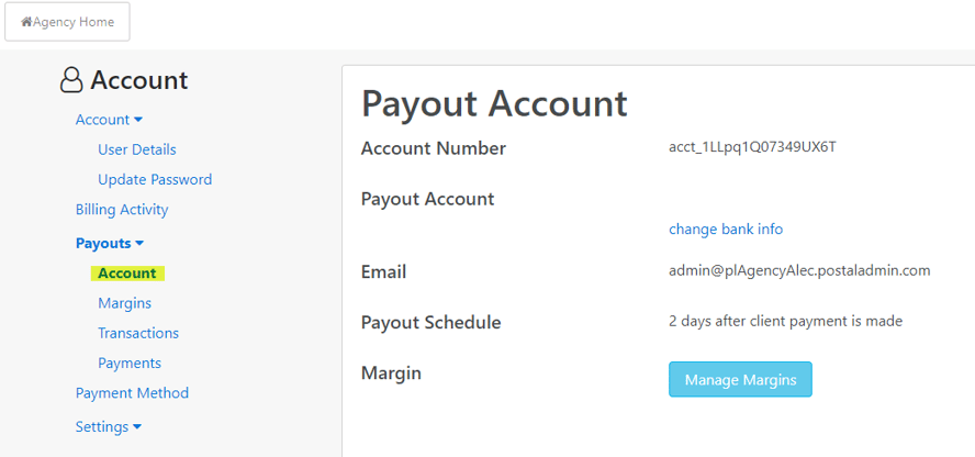Agency Edition Getting Started - Modify Payout Info