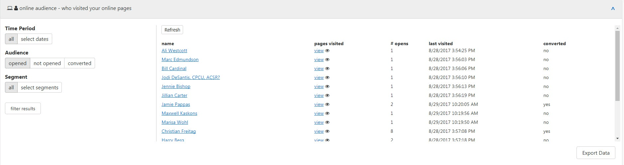 tracking code - online response dashboard