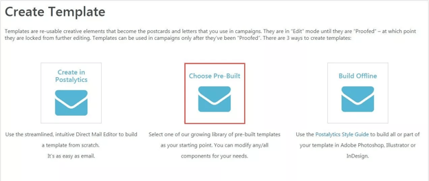 pre-built direct mail templates - create template