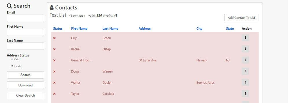 list of invalid records