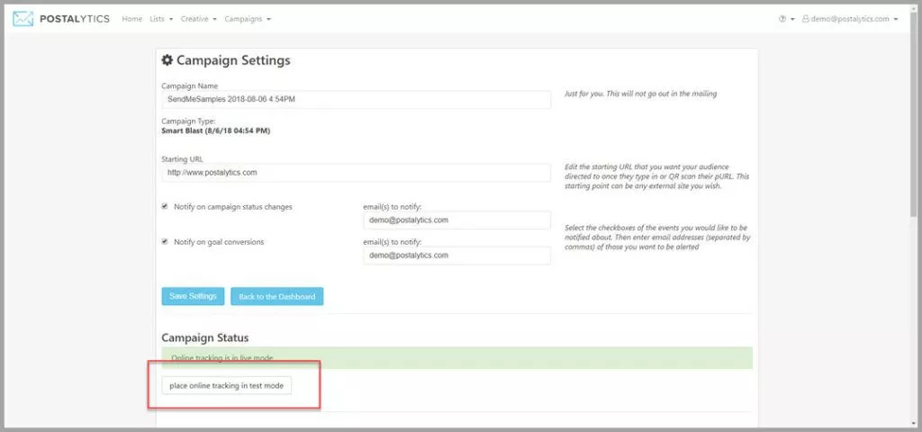 5 Easy steps to create pURLs in Postalytics - Campaign Status