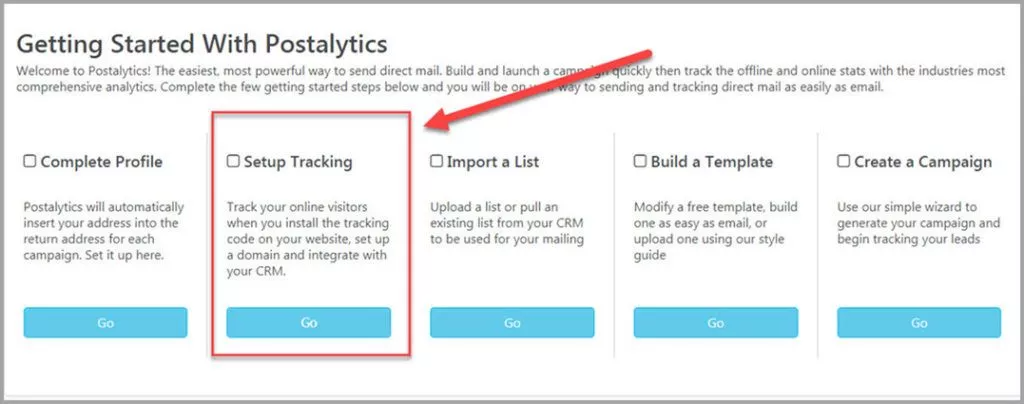 5 easy steps to create purls in postalytics - setup tracking